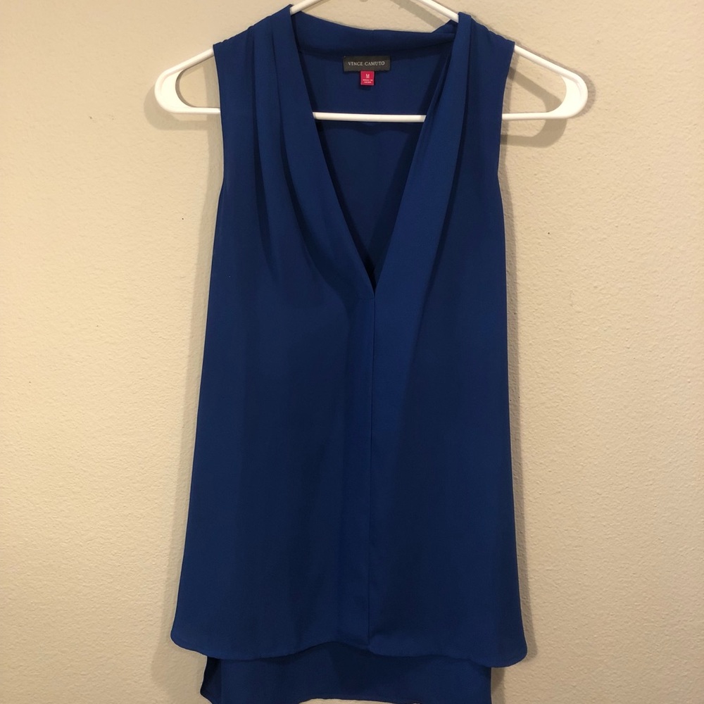 Vince Camuto true blue chiffon sleeveless blouse
